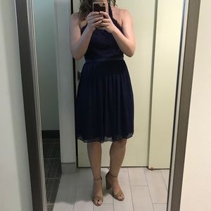 Davids Bridal Navy Blue Lace Dress